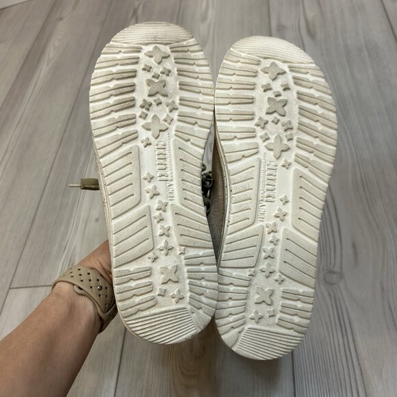 Hey Dude Womens 8 Wendy Chambray Slip On Shoe Sneakers Lightweight White Nut - Picture 4 of 6